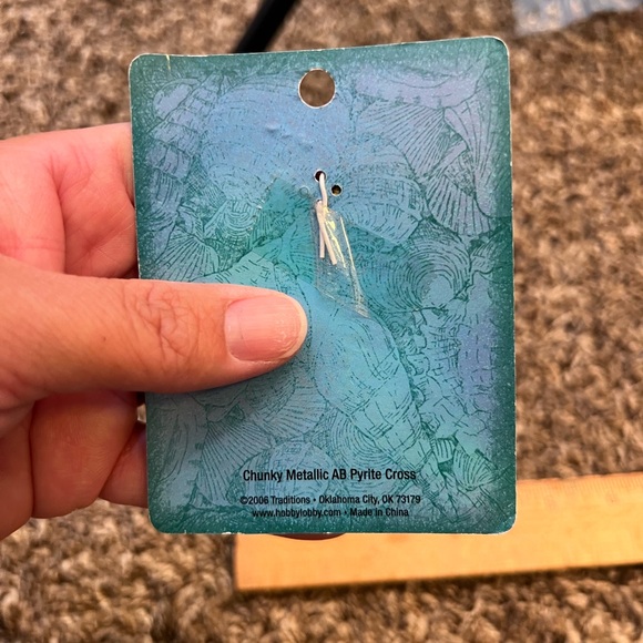 Chunky Metallic AB Pyrite Jewelry Cross - Picture 4 of 5